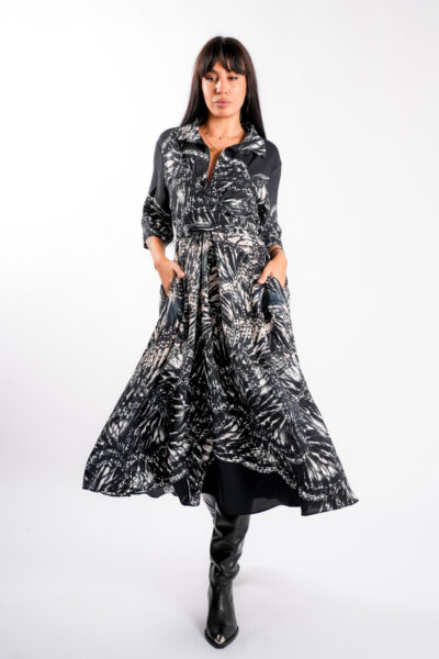 Rochie camasa cu print aripi de fluture