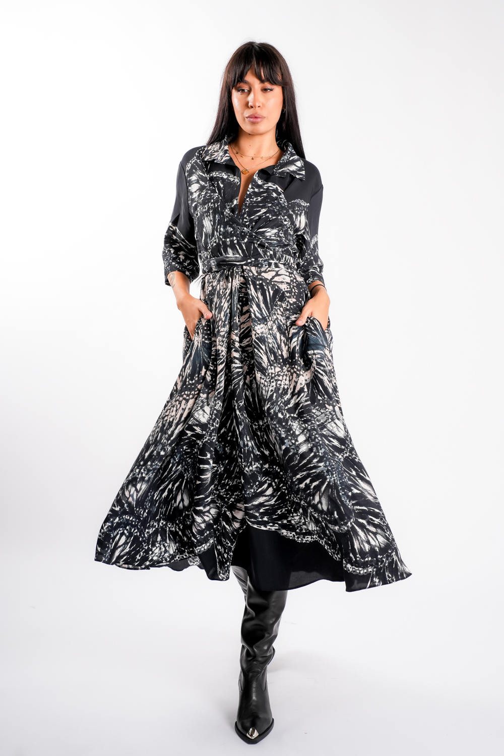 DSC03675 Rochie camasa cu print aripi de fluture - imagine 1