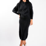 Set tricotat  fusta și hanorac black din lana