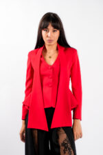 Sacou cu esarfe si talie structurata Red