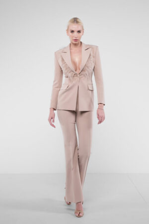 Sacou  cu pene pe rever - imagine 3