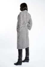 Palton oversize cu imprimeu grafic si cordon - imagine 2