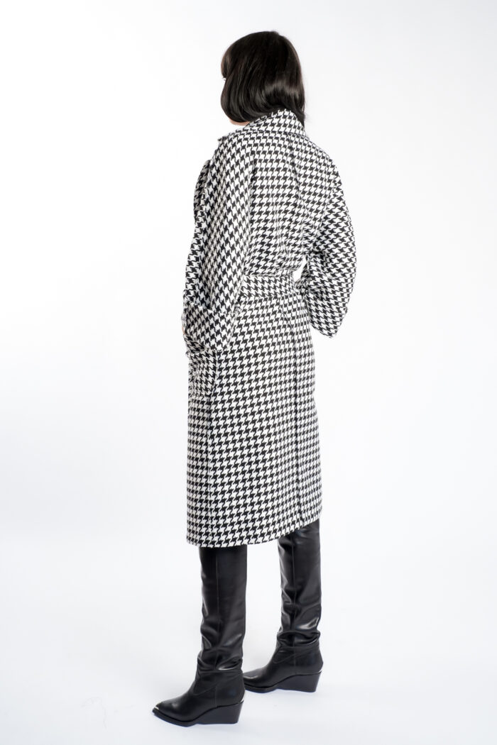 Palton oversize cu imprimeu grafic si cordon - imagine 2
