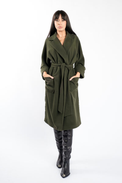 Palton oversize din lana cu cordon