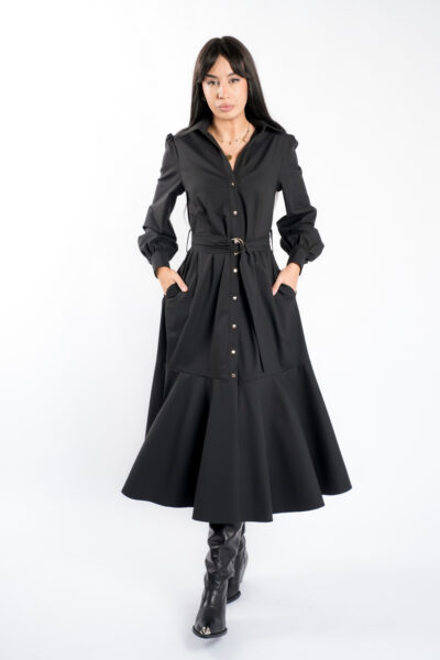 Rochie camasa cu cordon si fusta ampla - imagine 2