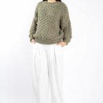 Pulover texturat oversized Green