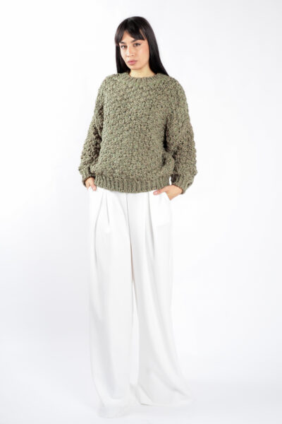 Pulover texturat oversized Green