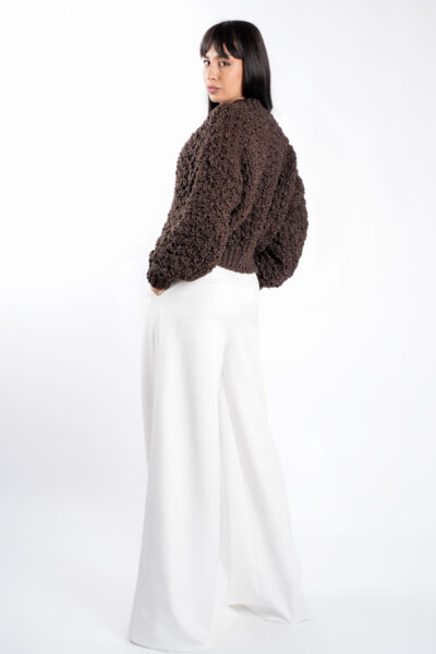 Pulover texturat oversized Brown - imagine 2