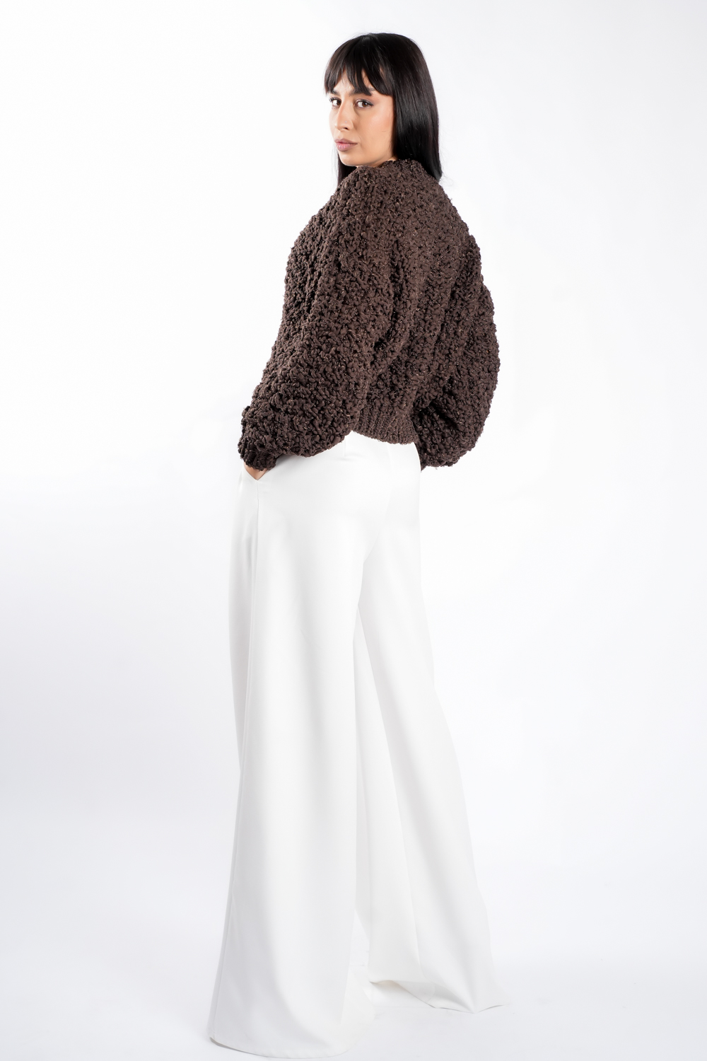 pulover Pulover texturat oversized Brown - imagine 2
