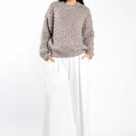 Pulover texturat oversized Cappuccino