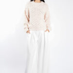 Pulover texturat oversized Ivory