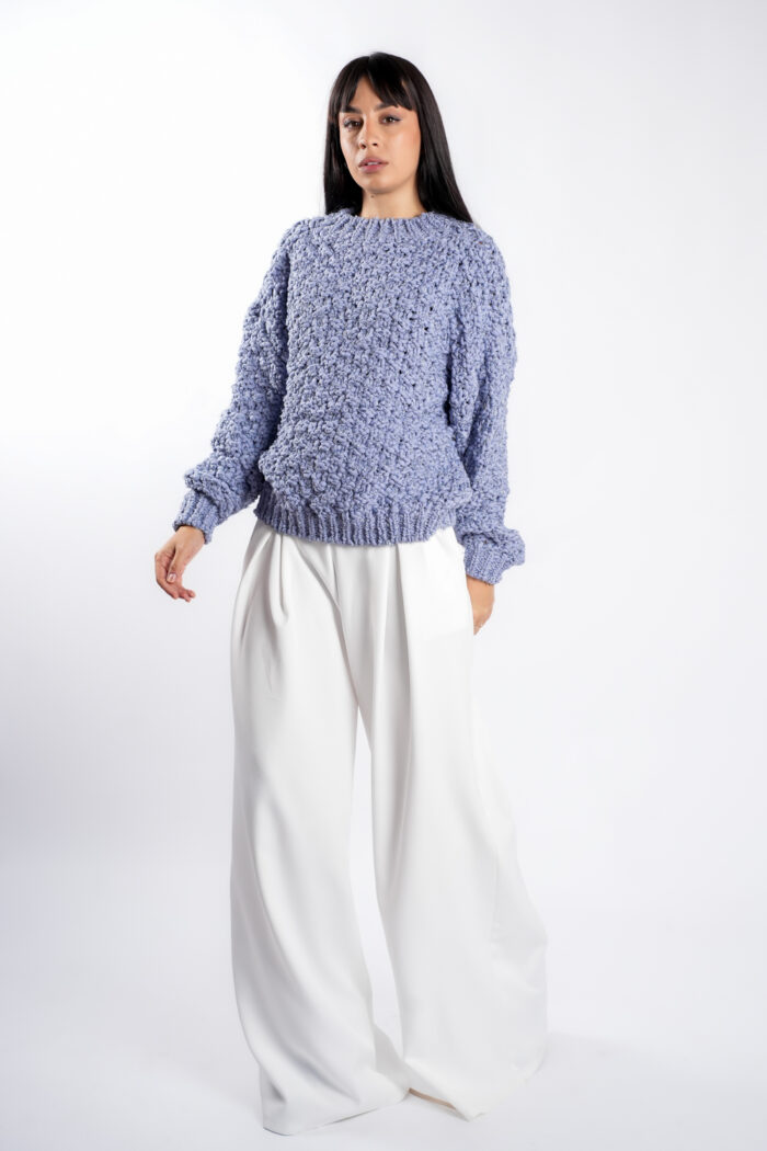 Pulover texturat oversized Lavender - imagine 1