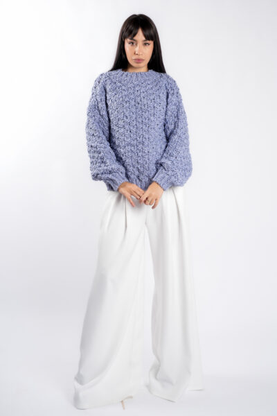Pulover texturat oversized Lavender - imagine 2