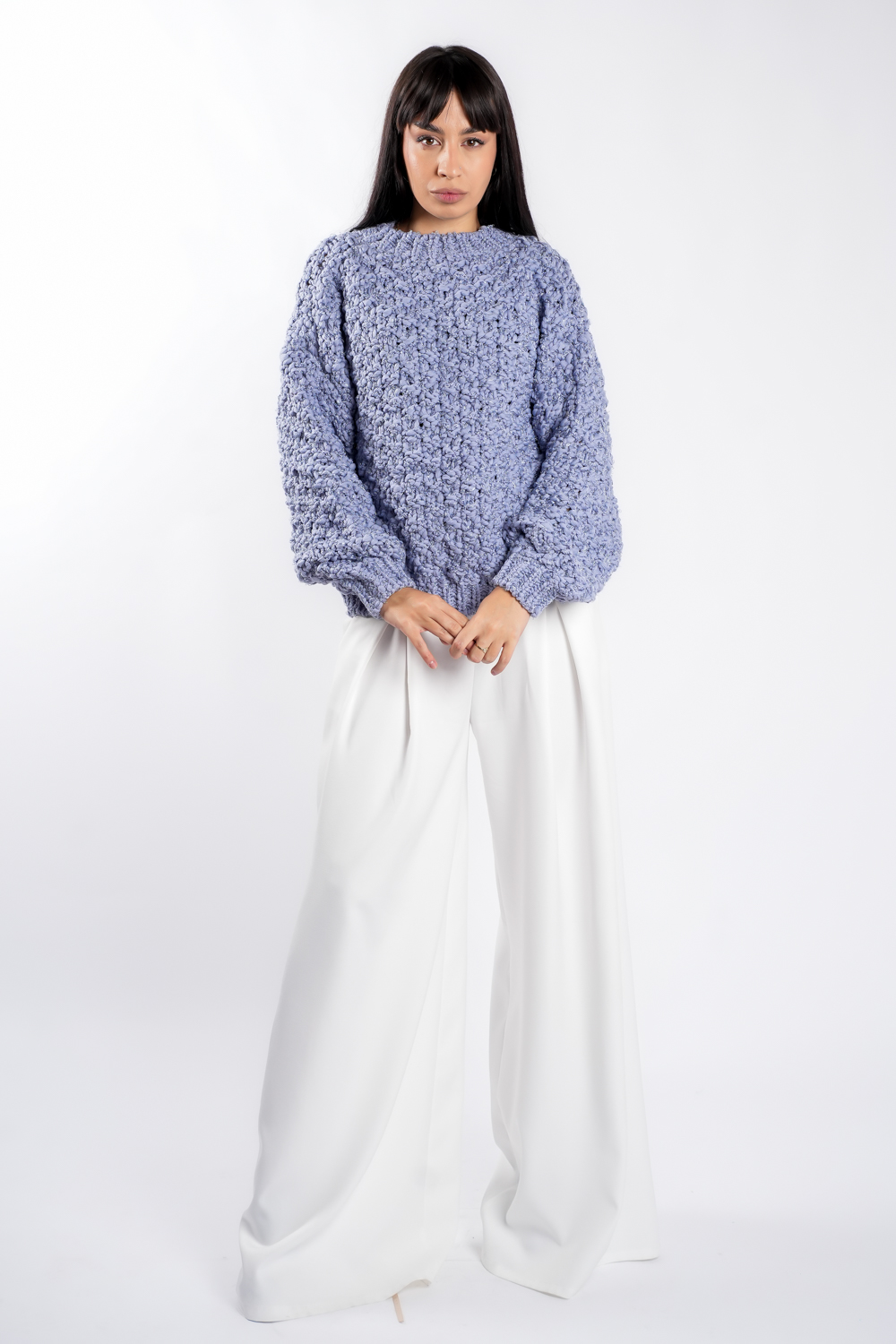 pulover Pulover texturat oversized Lavender - imagine 2