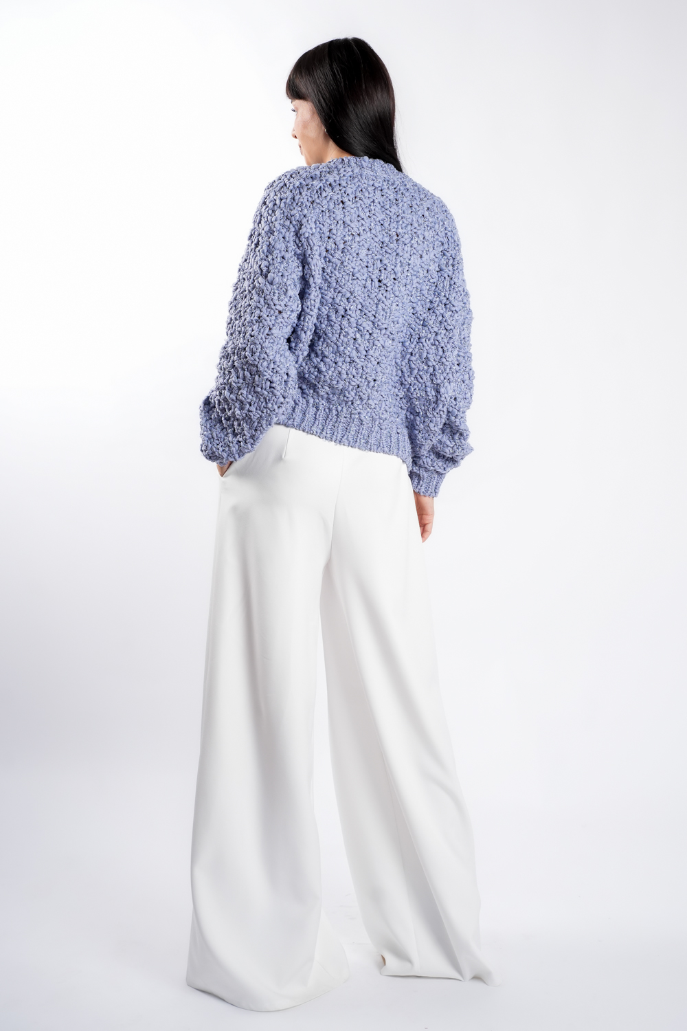 pulover Pulover texturat oversized Lavender - imagine 3