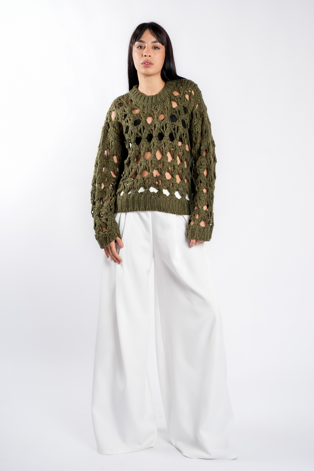 pulover Pulover crosetat Green - imagine 1
