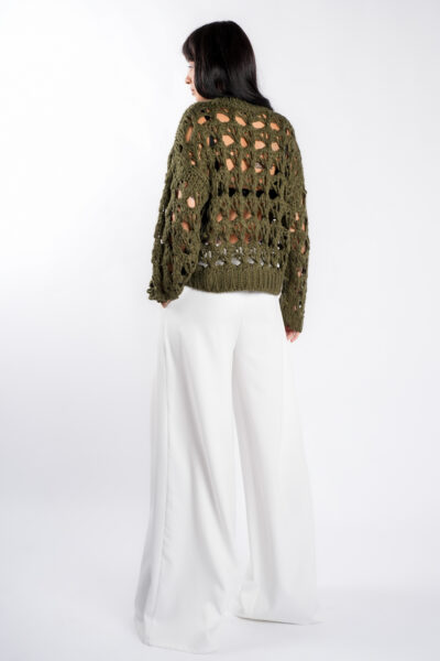 Pulover crosetat Green - imagine 3