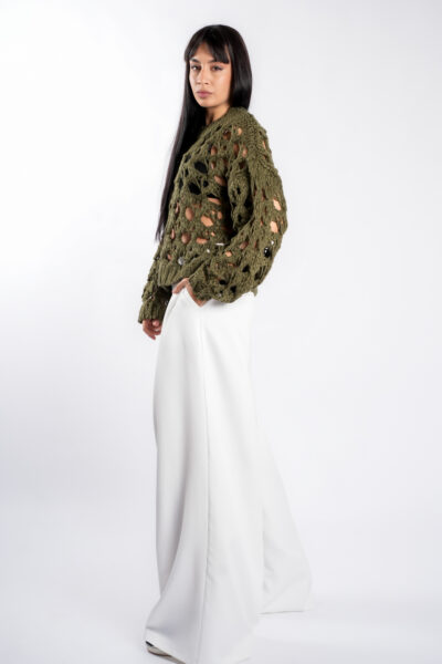 Pulover crosetat Green - imagine 2