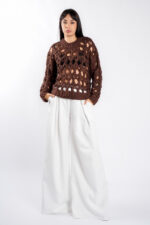 Pulover crosetat Brown
