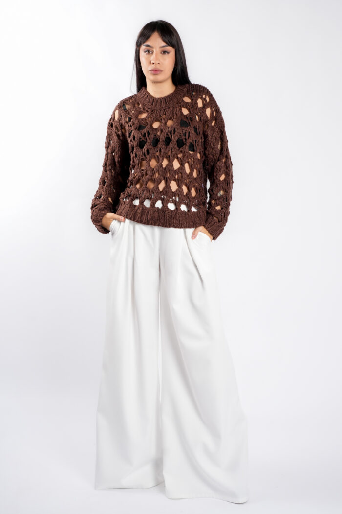 Pulover crosetat Brown - imagine 1