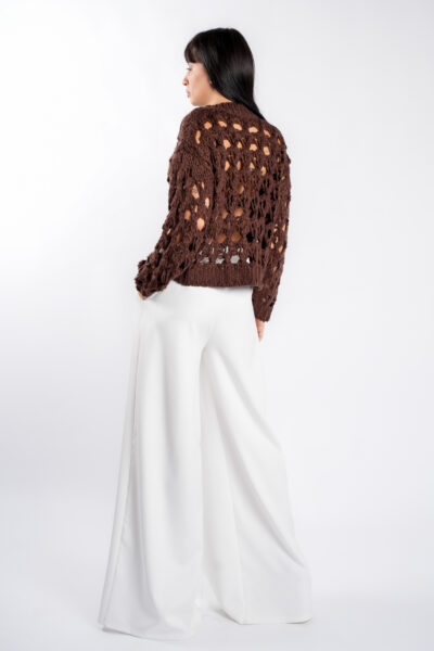 Pulover crosetat Brown - imagine 2