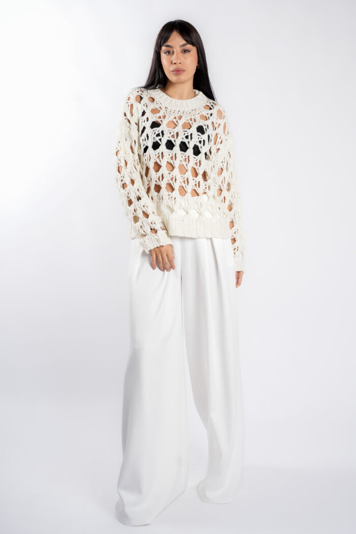 Pulover crosetat Ivory - imagine 1