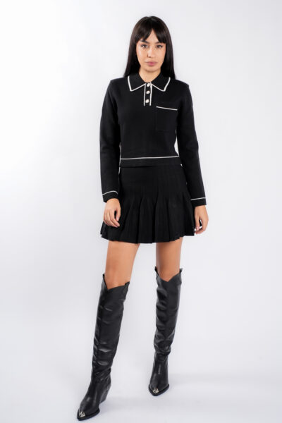 Compleu Black cu guler contrastant - imagine 2