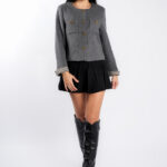 Jacheta Grey scurta cu nasturi aurii