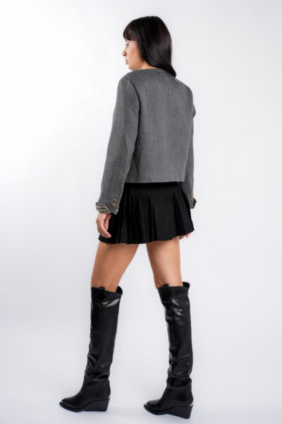 Jacheta Grey scurta cu nasturi aurii - imagine 3