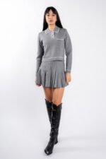 Compleu Grey cu guler contrastant - imagine 2