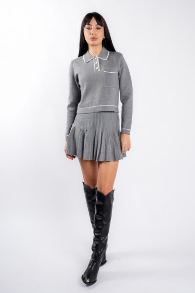 Compleu Grey cu guler contrastant - imagine 2