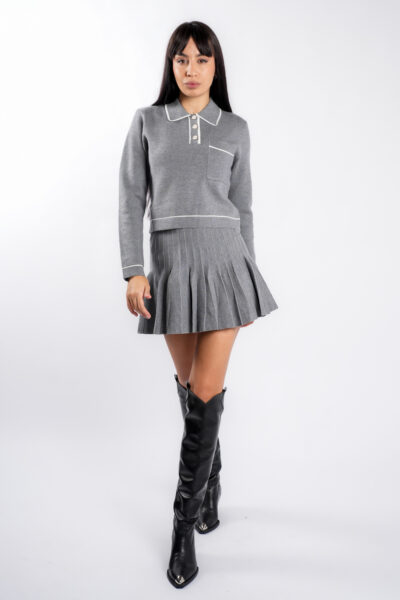 Compleu Grey cu guler contrastant