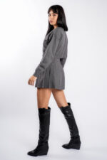 Compleu Dark Grey cu fusta plisata - imagine 3