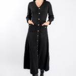 Rochie Black cu nasturi aurii si cordon impletit