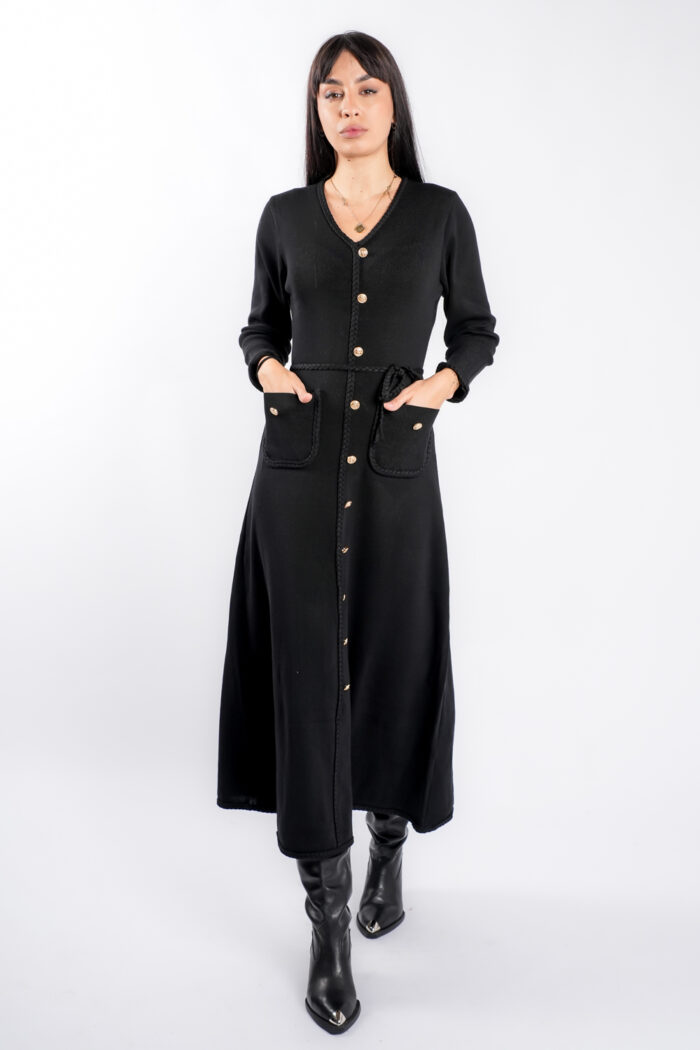 Rochie Black cu nasturi aurii si cordon impletit - imagine 1