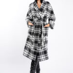 Palton oversize cu imprimeu  si cordon