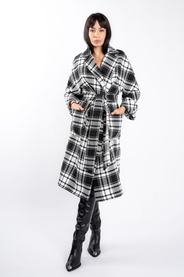 Palton oversize cu imprimeu  si cordon - imagine 1