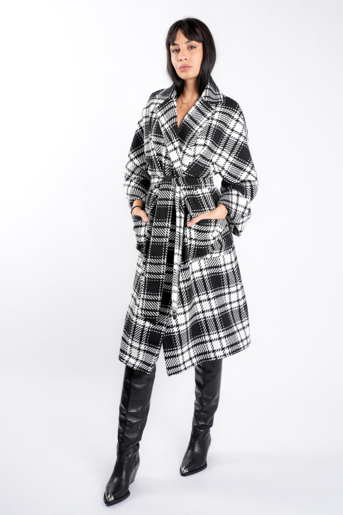 Palton oversize cu imprimeu  si cordon - imagine 3
