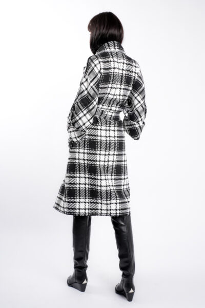 Palton oversize cu imprimeu  si cordon - imagine 4