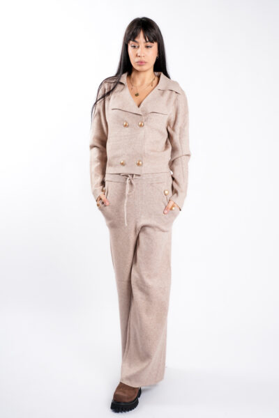 Compleu Beige din modal - imagine 2