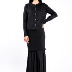 Rochie tricot cu pliseuri si jacheta asortata Black