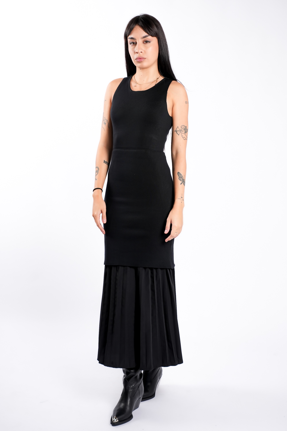 DSC04696 Rochie tricot cu pliseuri si jacheta asortata Black - imagine 3