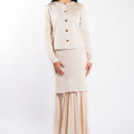 Rochie tricot cu pliseuri si jacheta asortata Ivory