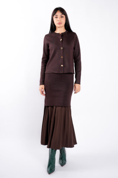 Rochie tricot cu pliseuri si jacheta asortata - imagine 3