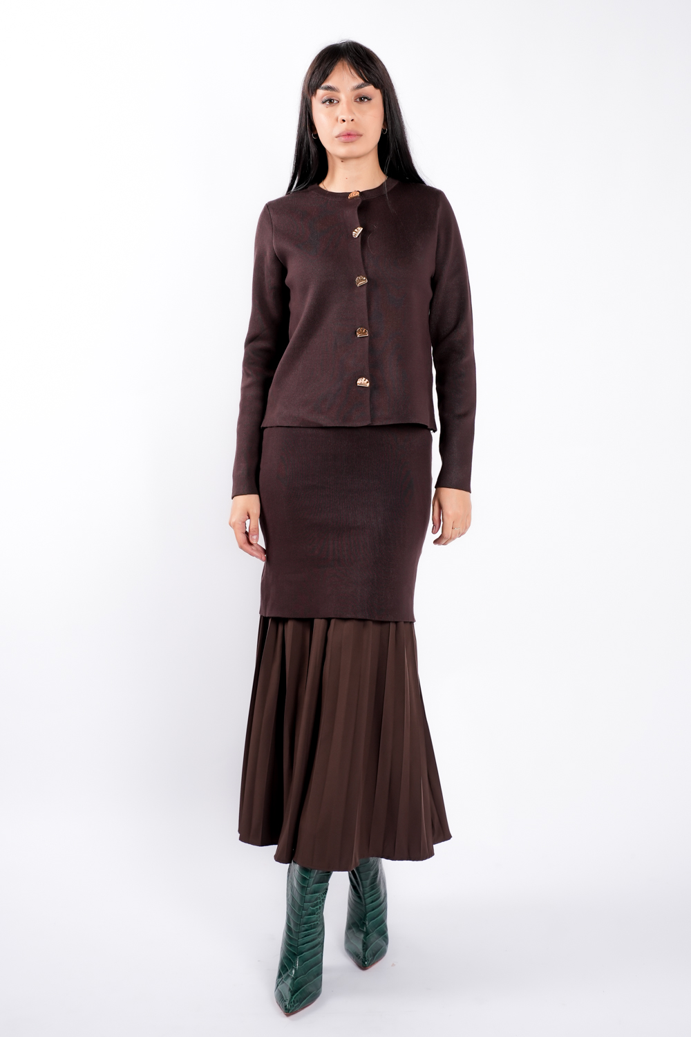 DSC04703 Rochie tricot cu pliseuri si jacheta asortata - imagine 3