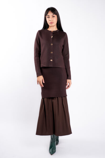 Rochie tricot cu pliseuri si jacheta asortata