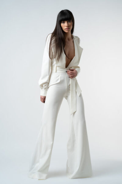 Salopeta cu decolteu adanc white - imagine 4