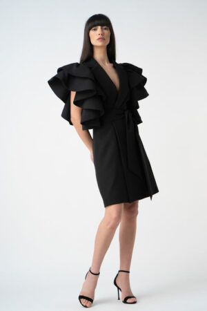 Rochie sacou cu volane supradimensionate - imagine 4