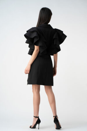 Rochie sacou cu volane supradimensionate - imagine 6