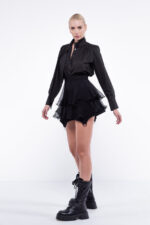 Camasa cu esarfa oversized - imagine 5